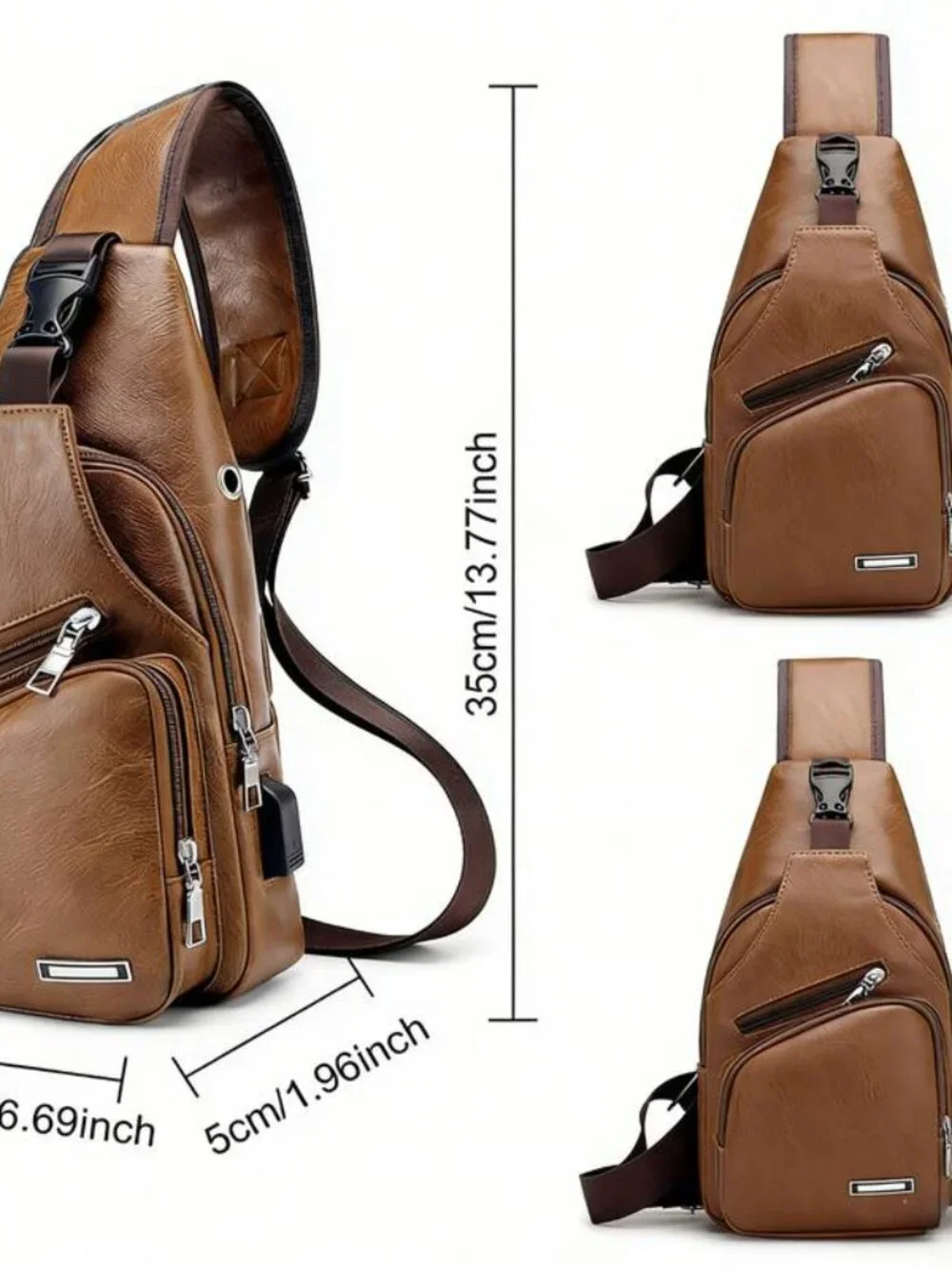 2-Piece Men's Casual Shoulder Bag Set Crossbody Messenger Satchel Multi Pocket
